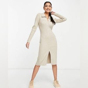 Abercrombie & Fitch Polo ribbed midi sweater dress